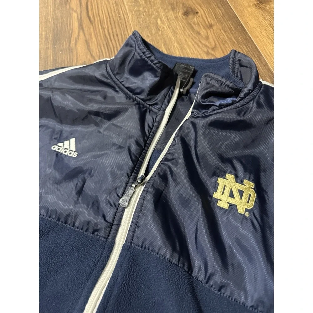 Adidas  Notre Dame Fleece Blue Full Zip Men Size Large‎
